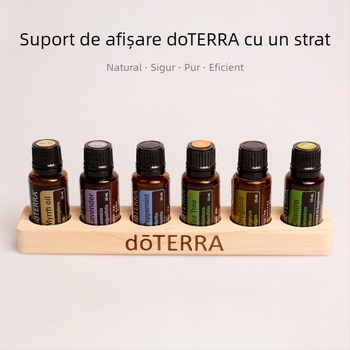Suport de afișare pentru sticle de uleiuri esențiale cu 6 găuri, Suport de afișare cu un singur strat din lemn de pin, Suport de depozitare a uleiurilor esențiale Doterra