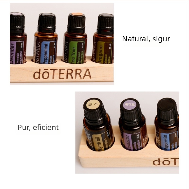 Suport de afișare pentru sticle de uleiuri esențiale cu 6 găuri, Suport de afișare cu un singur strat din lemn de pin, Suport de depozitare a uleiurilor esențiale Doterra