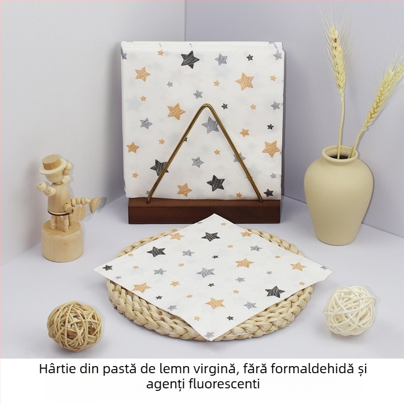 Șervețele de hârtie pătrate imprimate colorate cu stele, pentru petreceri, restaurante de înaltă calitate, șervețele speciale de unică folosință pot fi personalizate