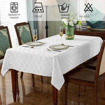 Față de masă jacquard din poliester, marocană, cu bucle, satin de înaltă calitate, anti-rid, decorativă pentru interior, pătrată, dreptunghiulară și rotundă