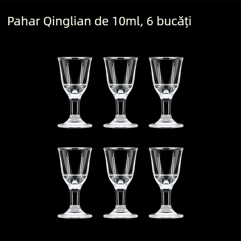 Pahare din sticlă pentru băuturi spirtoase, formă octagonală, picior înalt, set 6–10 bucăți