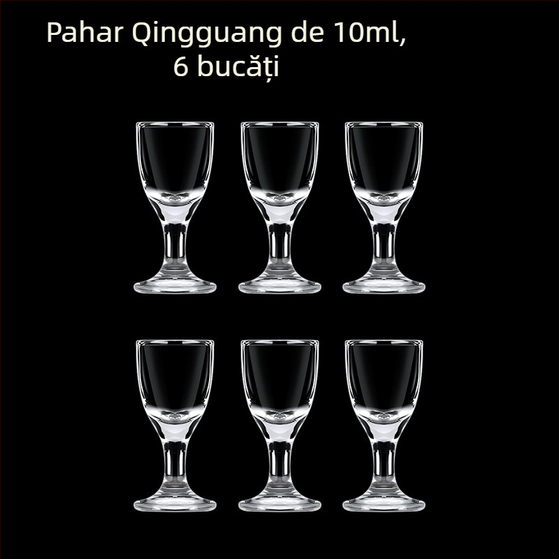 Pahare din sticlă pentru băuturi spirtoase, formă octagonală, picior înalt, set 6–10 bucăți