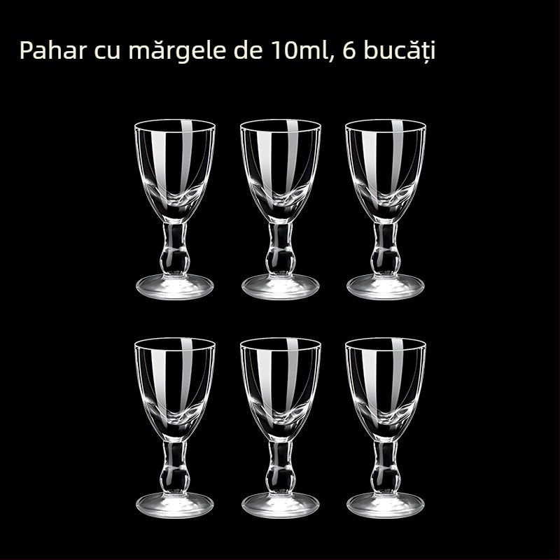 Pahare din sticlă pentru băuturi spirtoase, formă octagonală, picior înalt, set 6–10 bucăți