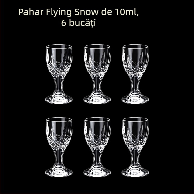 Pahare din sticlă pentru băuturi spirtoase, formă octagonală, picior înalt, set 6–10 bucăți