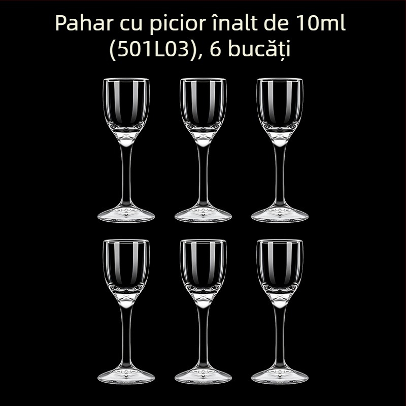 Pahare din sticlă pentru băuturi spirtoase, formă octagonală, picior înalt, set 6–10 bucăți