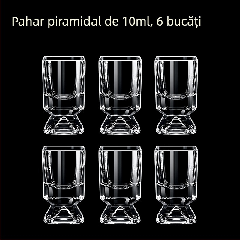 Pahare din sticlă pentru băuturi spirtoase, formă octagonală, picior înalt, set 6–10 bucăți