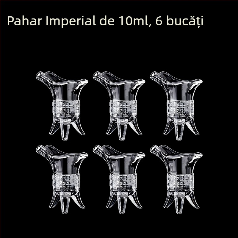 Pahare din sticlă pentru băuturi spirtoase, formă octagonală, picior înalt, set 6–10 bucăți