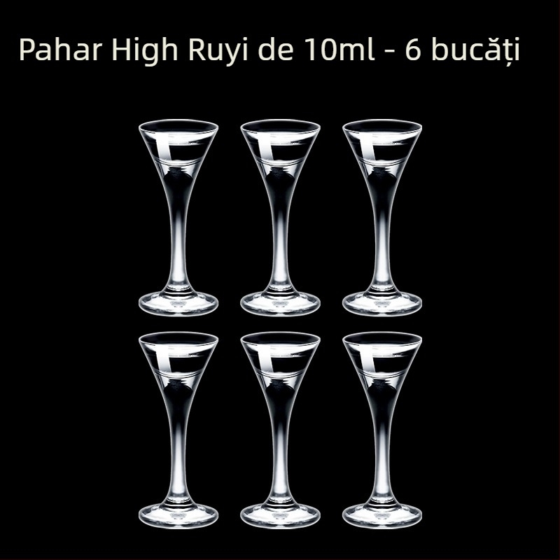 Pahare din sticlă pentru băuturi spirtoase, formă octagonală, picior înalt, set 6–10 bucăți