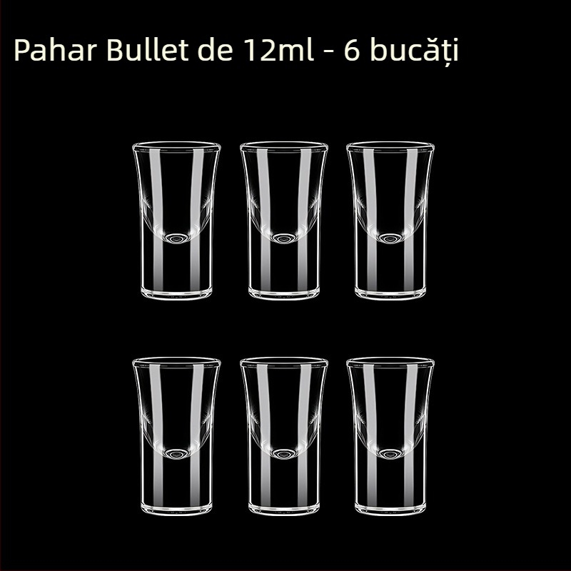 Pahare din sticlă pentru băuturi spirtoase, formă octagonală, picior înalt, set 6–10 bucăți