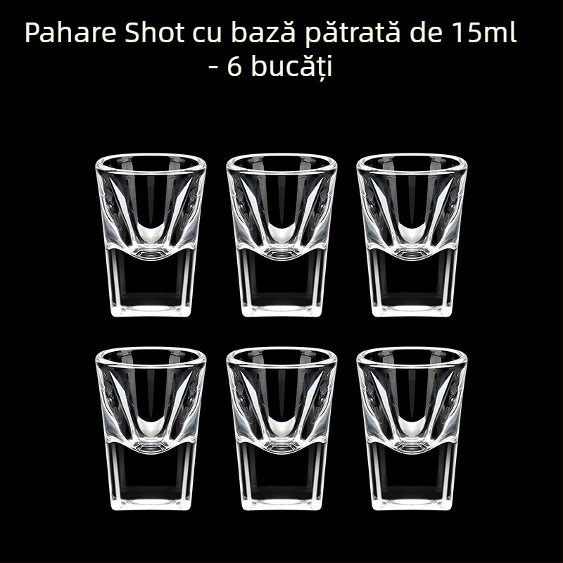 Pahare din sticlă pentru băuturi spirtoase, formă octagonală, picior înalt, set 6–10 bucăți