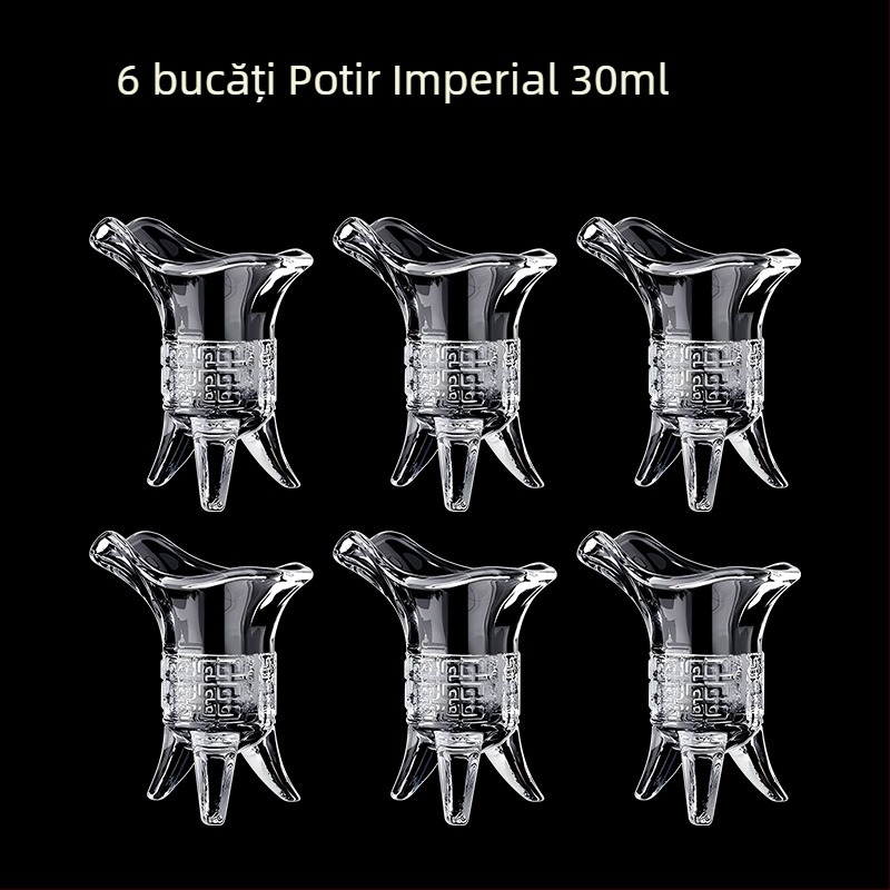 Pahare din sticlă pentru băuturi spirtoase, formă octagonală, picior înalt, set 6–10 bucăți