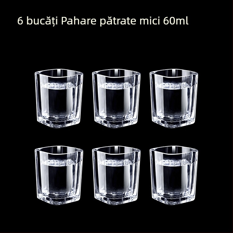 Pahare din sticlă pentru băuturi spirtoase, formă octagonală, picior înalt, set 6–10 bucăți