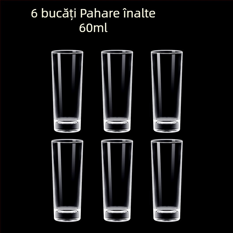 Pahare din sticlă pentru băuturi spirtoase, formă octagonală, picior înalt, set 6–10 bucăți