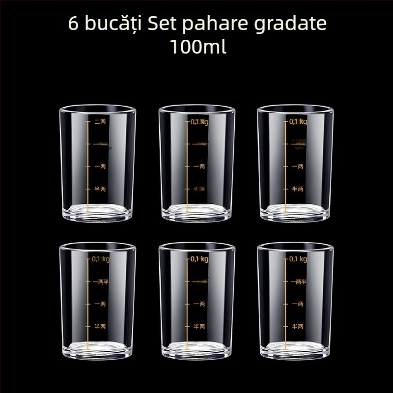 Pahare din sticlă pentru băuturi spirtoase, formă octagonală, picior înalt, set 6–10 bucăți