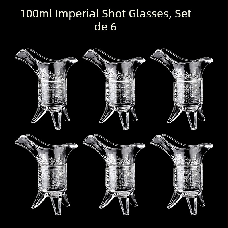 Pahare din sticlă pentru băuturi spirtoase, formă octagonală, picior înalt, set 6–10 bucăți