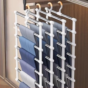 Raft pentru pantaloni transfrontalier, scară agățată, pantaloni plianți, rack pentru pantaloni din oțel inoxidabil, clemă pentru pantaloni agățați, depozitare fără sudură multistrat, producători de pantaloni agățați
