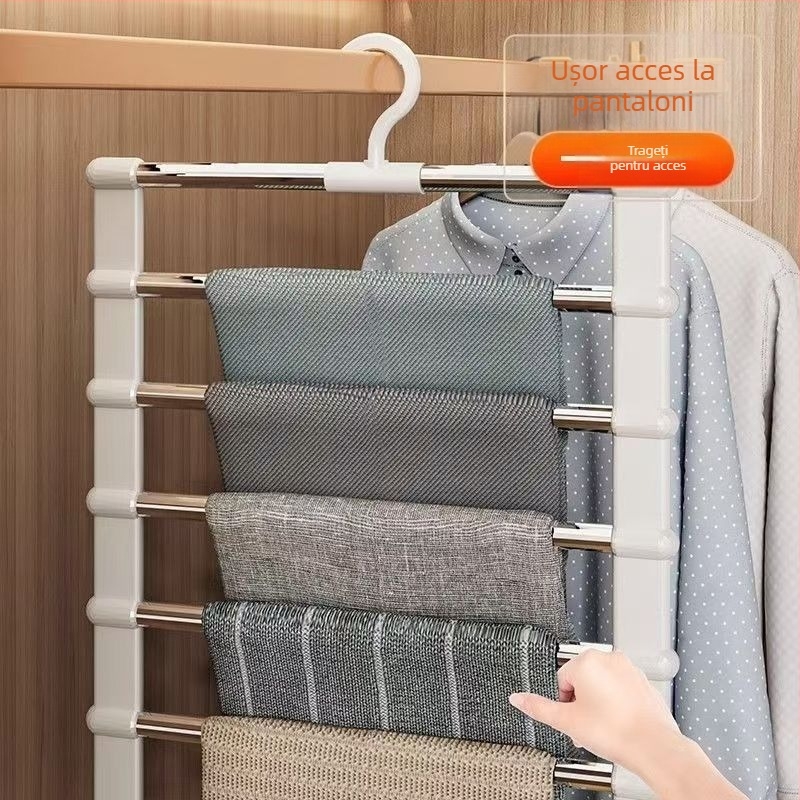 Raft pentru pantaloni transfrontalier, scară agățată, pantaloni plianți, rack pentru pantaloni din oțel inoxidabil, clemă pentru pantaloni agățați, depozitare fără sudură multistrat, producători de pantaloni agățați