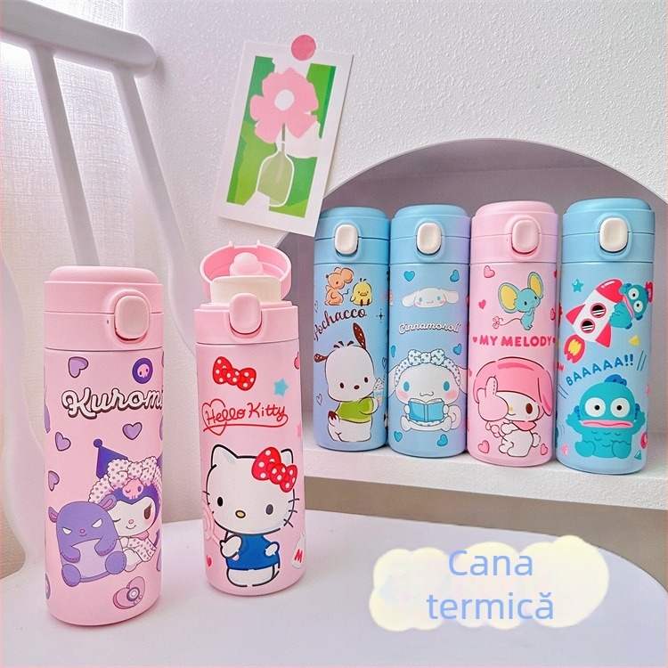Cană mai rigidă, cană dreaptă, cu clips, desene animate drăguțe, cană din oțel inoxidabil kulomi