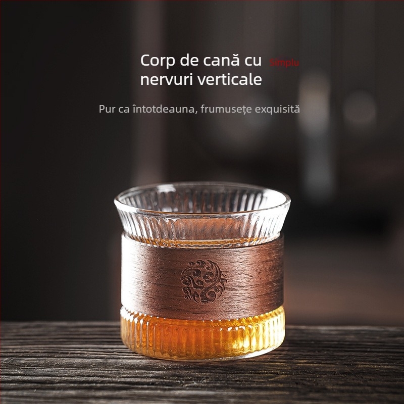 Ceașcă de ceai din sticlă rezistentă la căldură, ceașcă mică de ceai, set de ceai kung fu, model de ciocan de ceai, bol de ceai pentru uz casnic