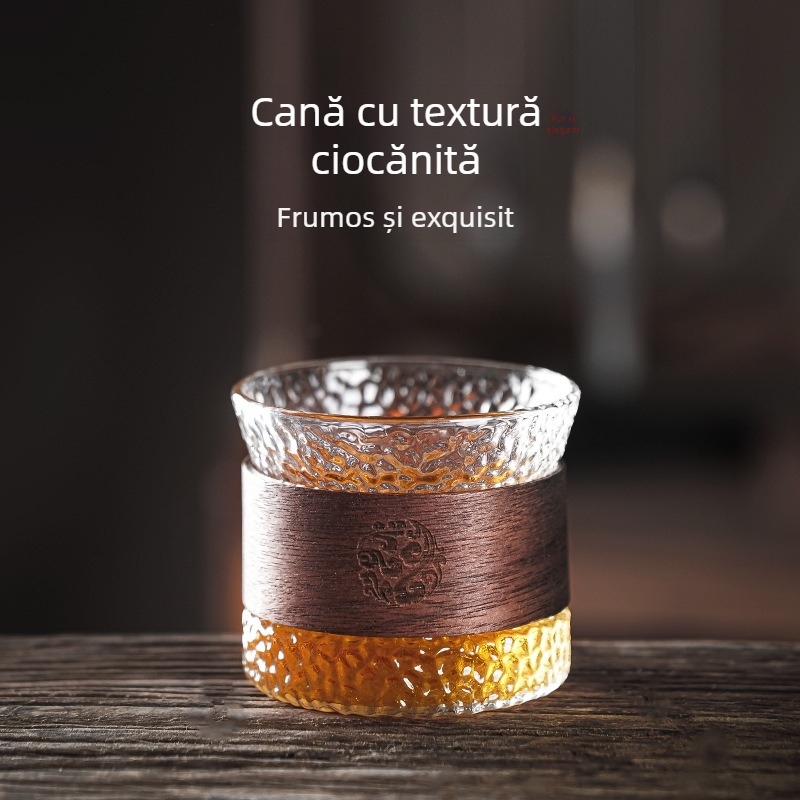 Ceașcă de ceai din sticlă rezistentă la căldură, ceașcă mică de ceai, set de ceai kung fu, model de ciocan de ceai, bol de ceai pentru uz casnic