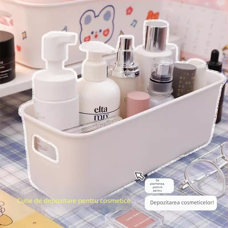 Cutie de depozitare simplă albă pentru uz casnic, cu sertar multifuncțional, organizator de articole diverse, cutie de depozitare dreptunghiulară