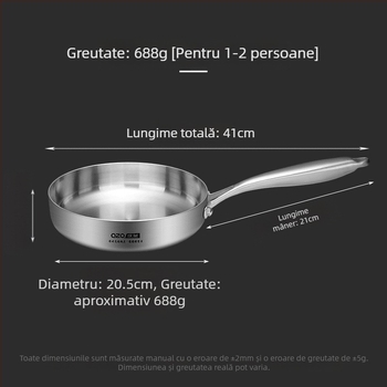 Tigaie mică din oțel inoxidabil 18-10, tigaie pentru omletă cu aspect deosebit, aragaz cu inducție, aragaz pe gaz, poate fi folosit cu pungă pentru prăjit în tigaie
