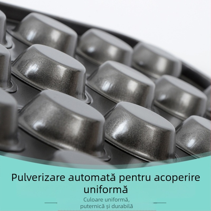 Tavă de copt din oțel carbon antiaderentă, 24 de căni, gri și negru, mini brioșă, mucegai pentru tort, instrumente de copt, budincă de tort, mucegai