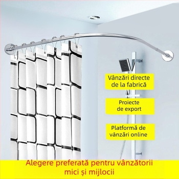 Set de bare de duș curbate Shangtao Brand, bară de duș telescopică fără perforații, din oțel inoxidabil 304, în formă de evantai, pentru baie