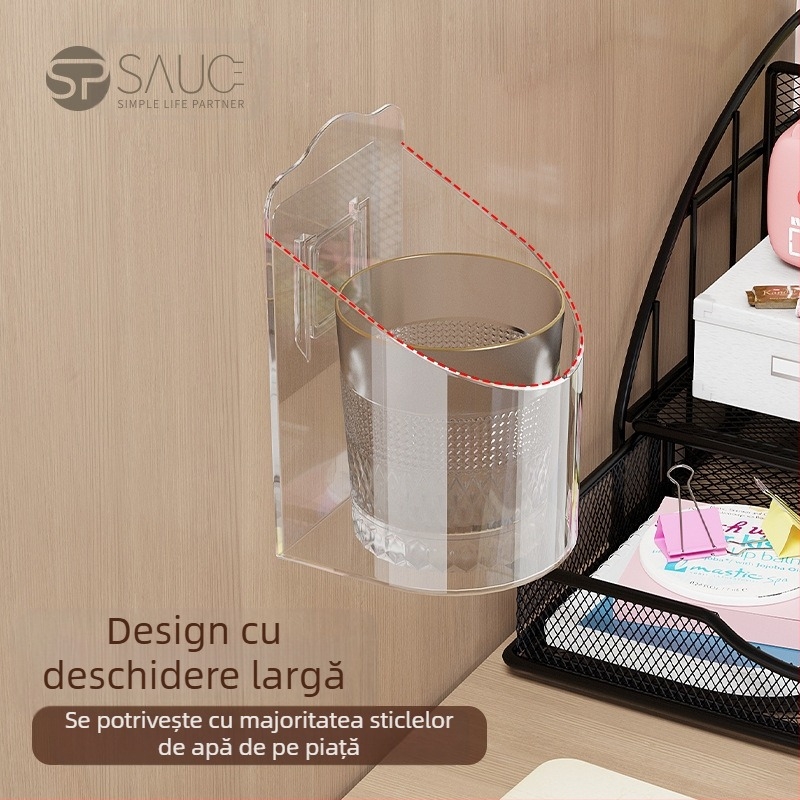 Cutie de depozitare multifuncțională pentru pahare, cu telecomandă de la distanță, pentru acasă, TV, aer condiționat, raft de perete suspendat, suport fără găuri