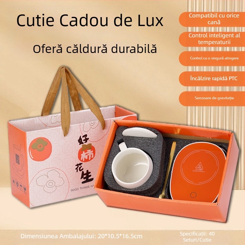 Cană de apă cu aspect deosebit, cu lingură și capac, cadou de sărbători, cadou de mână, cană ceramică de lux personalizată, cutie cadou cu prosop și ursuleț