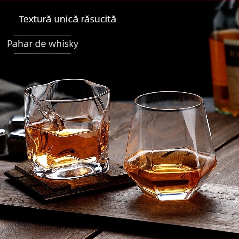 Pahar de bere whisky transparent colorat în formă specială, pahar de uz casnic în formă specială, pahar de băut cu aspect deosebit