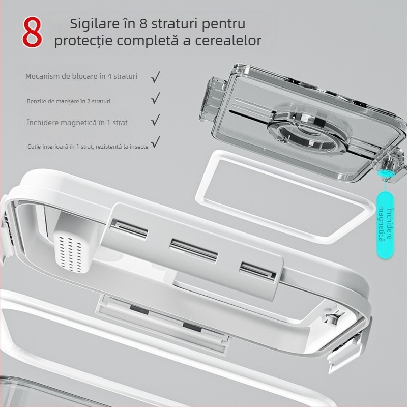 Recipient pentru orez Jiabanshou pentru uz casnic, recipient sigilat pentru orez rezistent la insecte și umiditate, cutie specială de depozitare, borcan pentru depozitarea făinii și tăițeilor încorporate