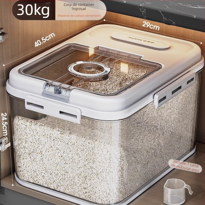 Recipient pentru orez Jiabanshou pentru uz casnic, recipient sigilat pentru orez rezistent la insecte și umiditate, cutie specială de depozitare, borcan pentru depozitarea făinii și tăițeilor încorporate