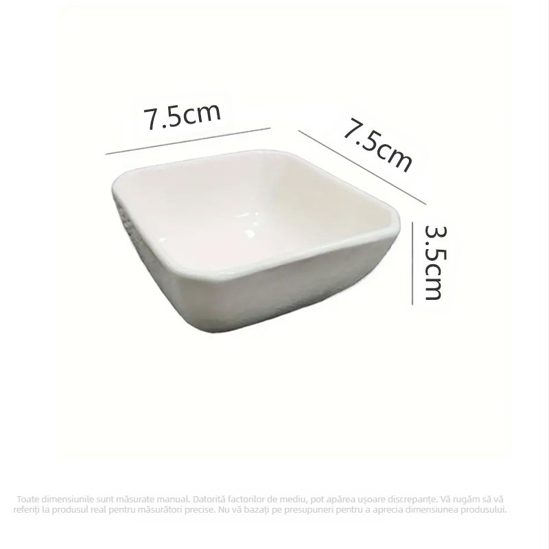 Farfurie ceramică pentru sos de soia, farfurie pentru sos, condimente, farfurie pătrată, bucătărie de uz casnic, 3 inch, gustare, farfurie albă