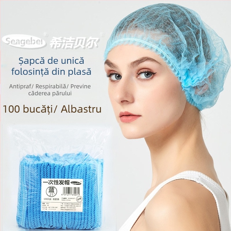 Capac de unică folosință cu bandă, capac anti-praf, nețesut, capac de lucru pentru salon de înfrumusețare, capac de bucătărie rezistent la ulei și fum, 100 bucăți