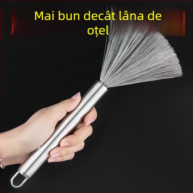 Perie de curățare a oalei din oțel inoxidabil cu mâner lung pentru oală, perie de bucătărie extinsă pentru oală de spălare, perie de decontaminare