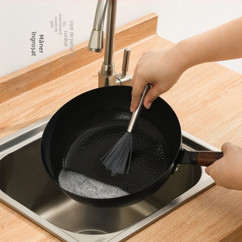 Perie de curățare a oalei din oțel inoxidabil cu mâner lung pentru oală, perie de bucătărie extinsă pentru oală de spălare, perie de decontaminare