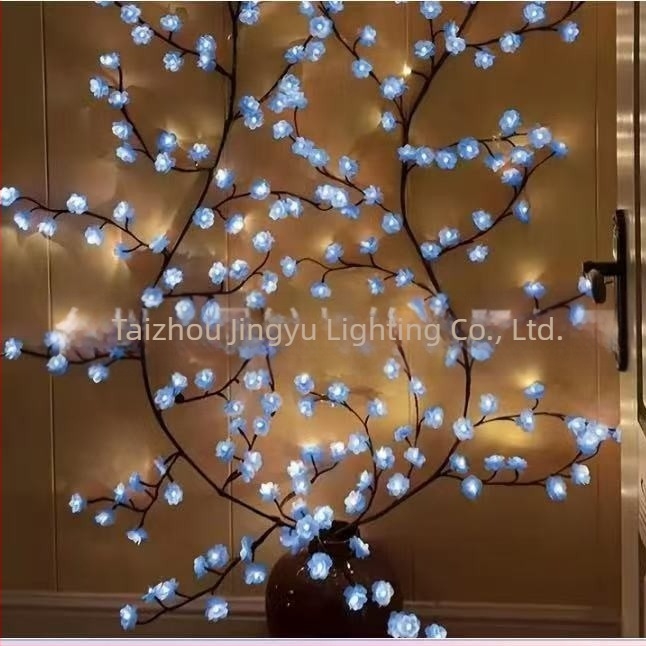Nouă lumină LED transfrontalieră cu ramură, lumină din ratan, lumină de ambianță în formă de floare de cireș, lumină stereo decorativă interioară curbabilă