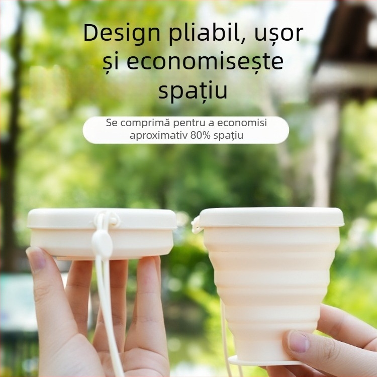 Cupă de apă pliabilă portabilă, portabilă, cu compresie, pentru apă de gură, silicon, călătorie în aer liber, camping, cană, grad alimentar, pliabilă, pentru dinți
