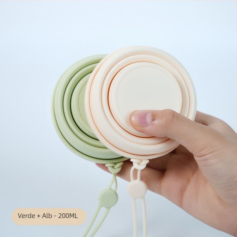 Cupă de apă pliabilă portabilă, portabilă, cu compresie, pentru apă de gură, silicon, călătorie în aer liber, camping, cană, grad alimentar, pliabilă, pentru dinți