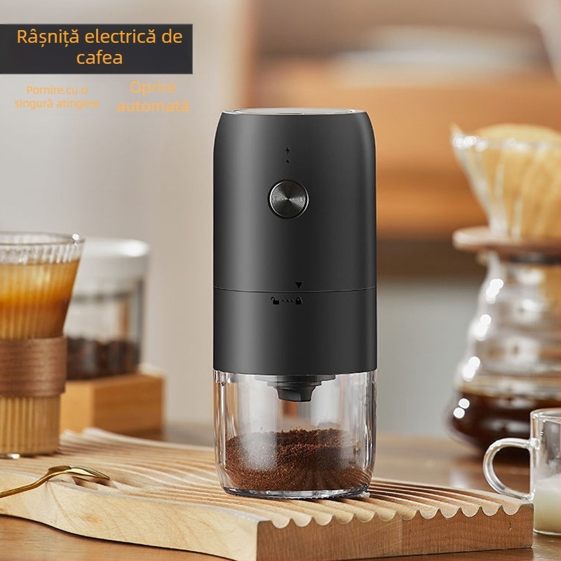 Râșniță de cafea portabilă pentru camping, mașină de cafea, râșniță de cafea cu încărcare USB, râșniță electrică de cafea