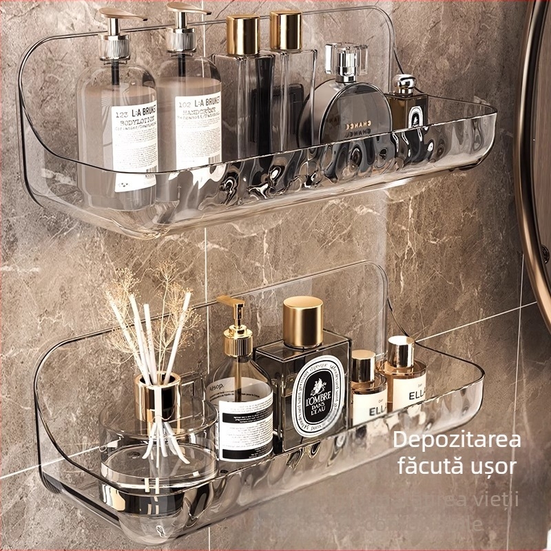 Suport de depozitare pentru baie din acril, suport de depozitare pentru baie, suport de depozitare fără perforații, suport de depozitare pentru lavoar montat pe perete
