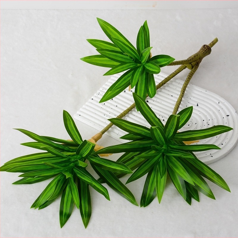 Crin artificial cu 3 furculițe, plantă verde, frunză verde, centru comercial, decor moale, peisaj, aranjament floral de nuntă Mori, crin cu margine aurie
