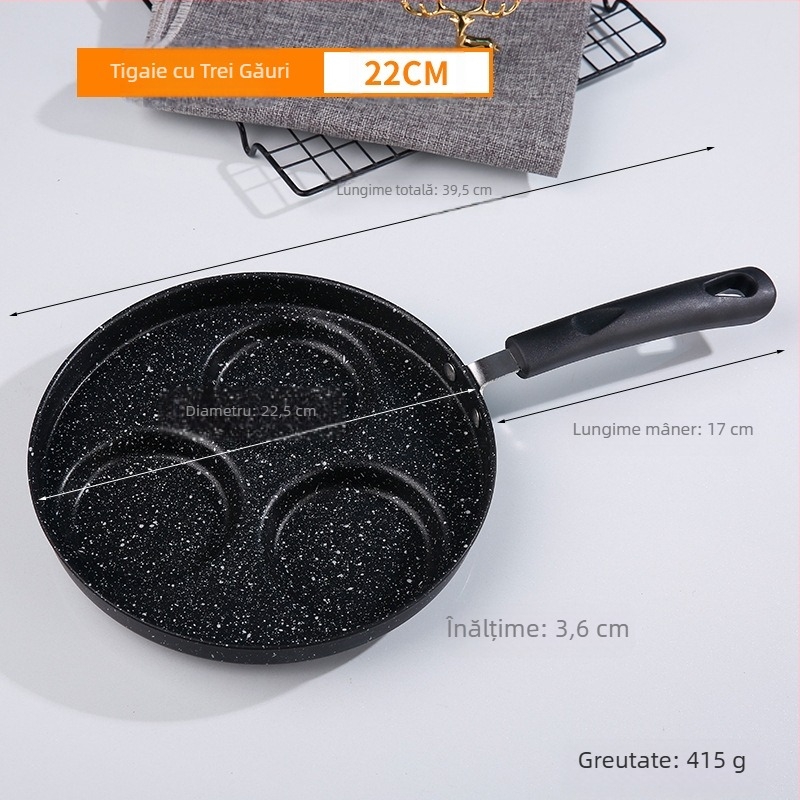 Tigaie transfrontalieră Maifan Stone cu patru găuri, tigaie pentru micul dejun, tigaie pentru ouă, tigaie pentru hamburger, tigaie direct din fabrică, en-gros