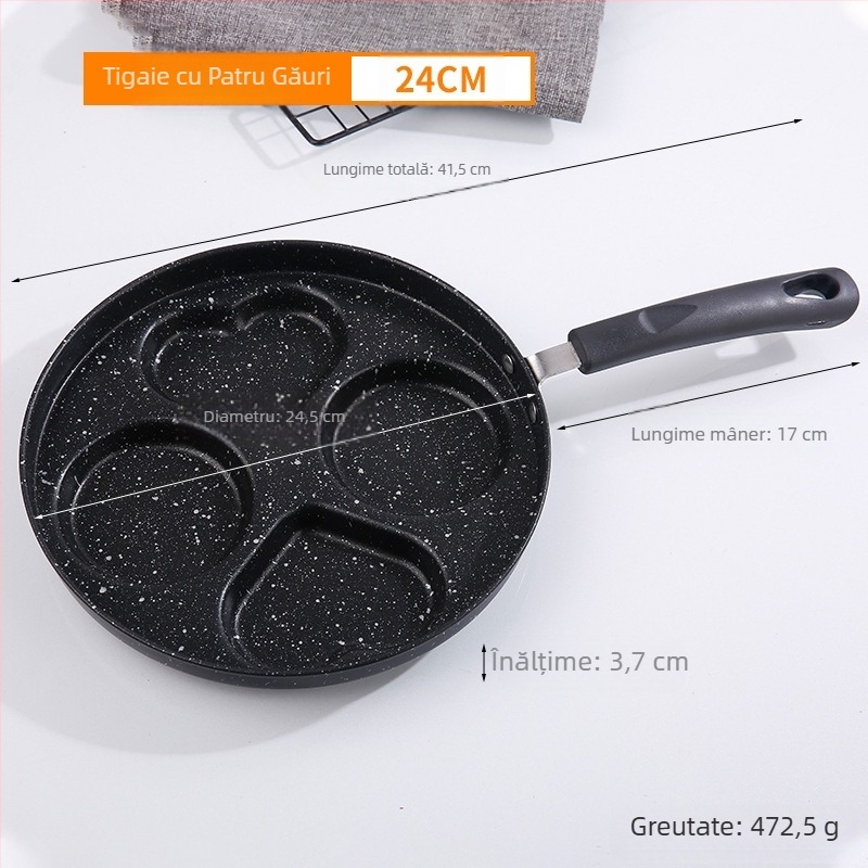 Tigaie transfrontalieră Maifan Stone cu patru găuri, tigaie pentru micul dejun, tigaie pentru ouă, tigaie pentru hamburger, tigaie direct din fabrică, en-gros