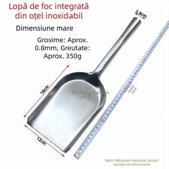 Lopată de foc cu mâner din lemn din oțel inoxidabil, lopată de cărbune, zgură de cenușă, frezare a focului, lopată de foc, lopată de cărbune, lopată de lemne de foc, instrument de foc, lopată de rahat