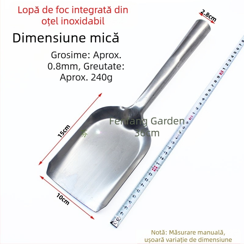 Lopată de foc cu mâner din lemn din oțel inoxidabil, lopată de cărbune, zgură de cenușă, frezare a focului, lopată de foc, lopată de cărbune, lopată de lemne de foc, instrument de foc, lopată de rahat