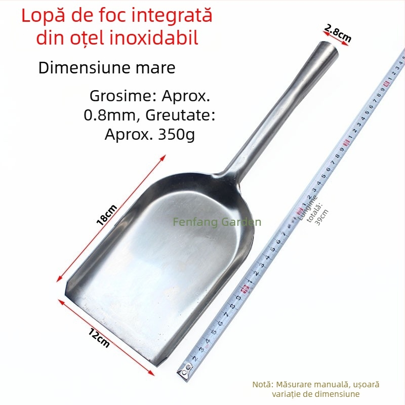 Lopată de foc cu mâner din lemn din oțel inoxidabil, lopată de cărbune, zgură de cenușă, frezare a focului, lopată de foc, lopată de cărbune, lopată de lemne de foc, instrument de foc, lopată de rahat