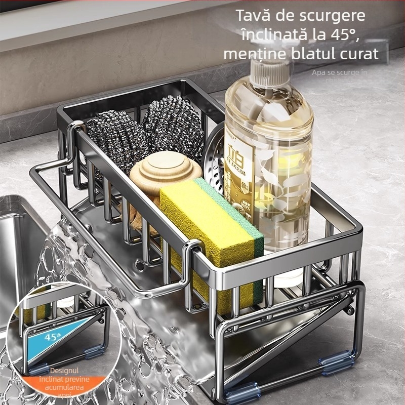Raft de depozitare pentru bucătărie, raft de uscare pentru chiuvetă, robinet din oțel carbon, pentru spălarea și curățarea vaselor, raft de depozitare cu bile din sârmă de oțel, artefact