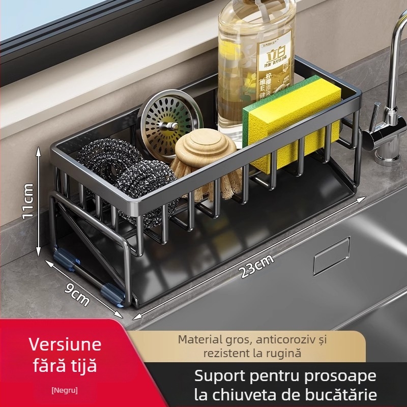 Raft de depozitare pentru bucătărie, raft de uscare pentru chiuvetă, robinet din oțel carbon, pentru spălarea și curățarea vaselor, raft de depozitare cu bile din sârmă de oțel, artefact